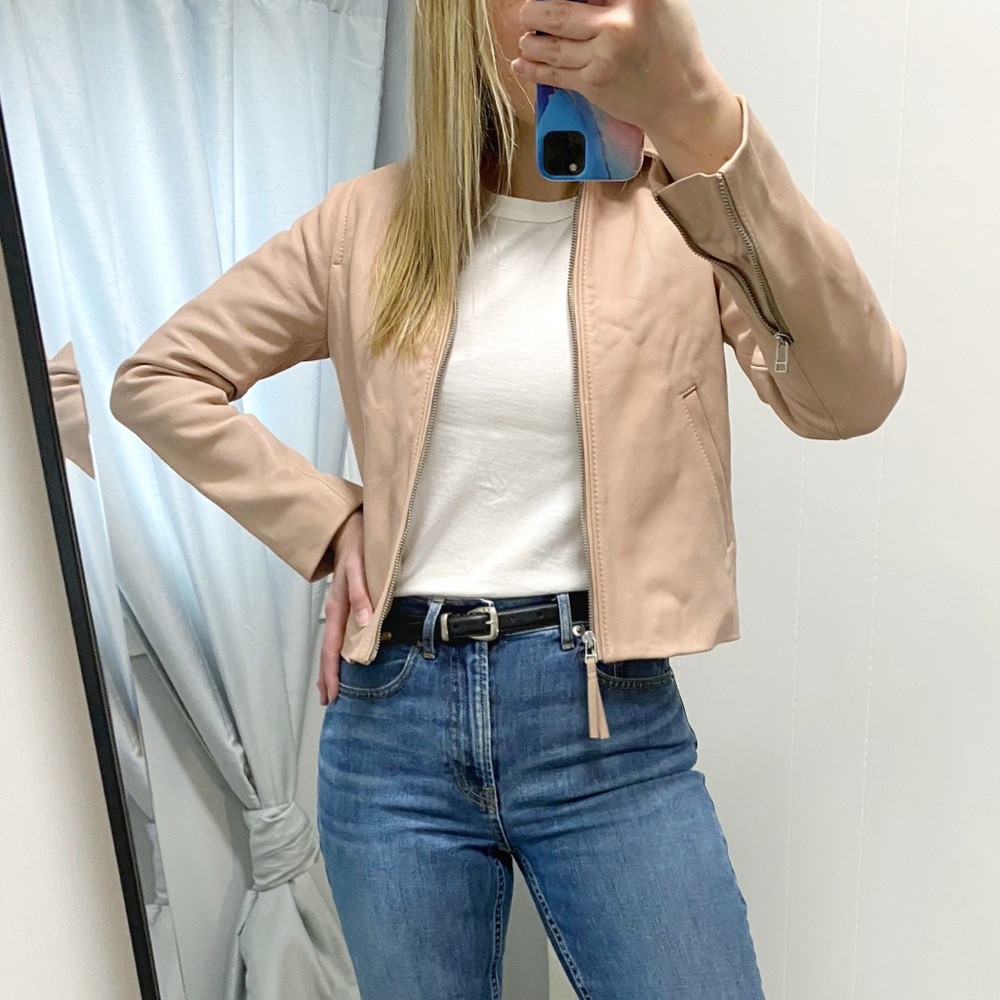 Everlane Pink Modern Leather Jacket